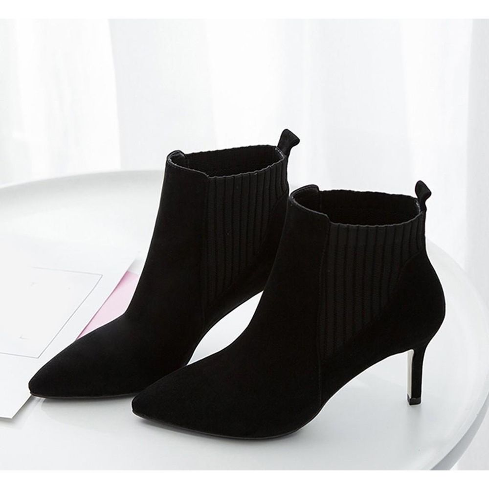 Women's Mesh Ankle Boots Pointed Stiletto Heel Casual Short Tube Booties
