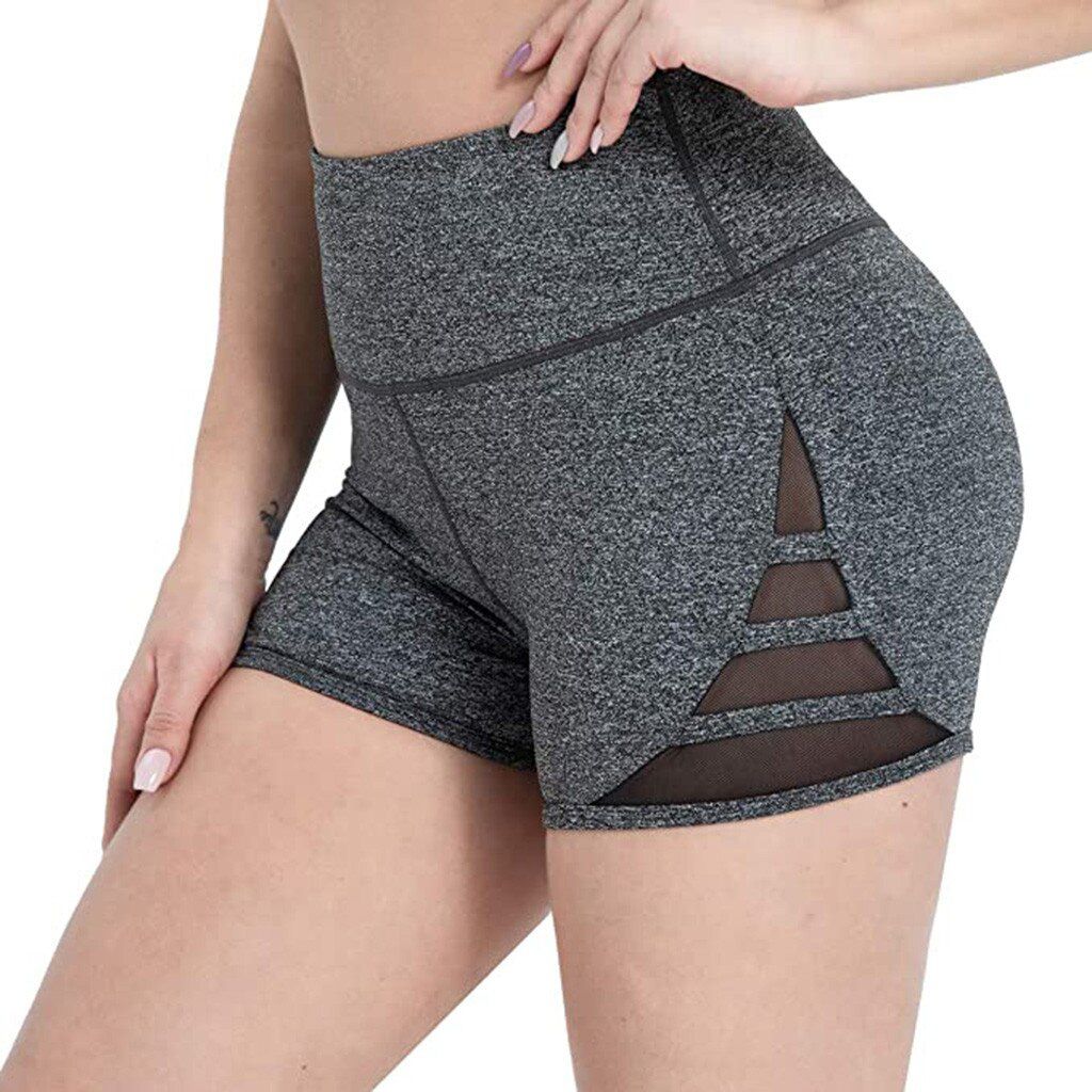 Women Shorts Non-Perspective Fitness Leggings Female Mesh Shorts Gym Yoga Shorts High Waist Sports Short Workout Running