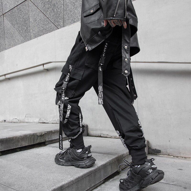 Harajuku Fashion Mens Hop Clothing Streetwear Cargo Plaid Pants for Male Joggers Harem High Streetlyester Sport Trousers