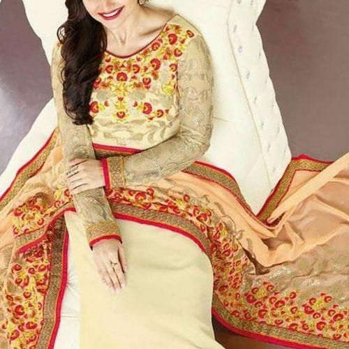 Corn  Silk  Unstitched  Georgette  Salwar  kameez  For  Women