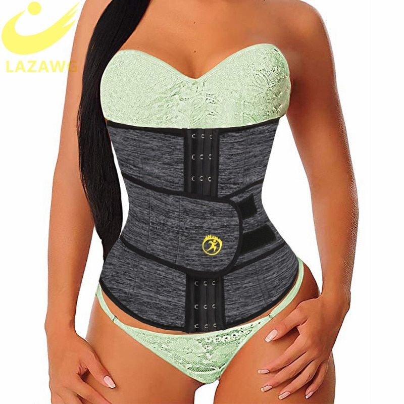 LAZAWG Women  Sweat Neoprene Sauna Waist Cincher Weight Loss Sweat  Control Body Shaper for Double Belt Waist Trainer Strong
