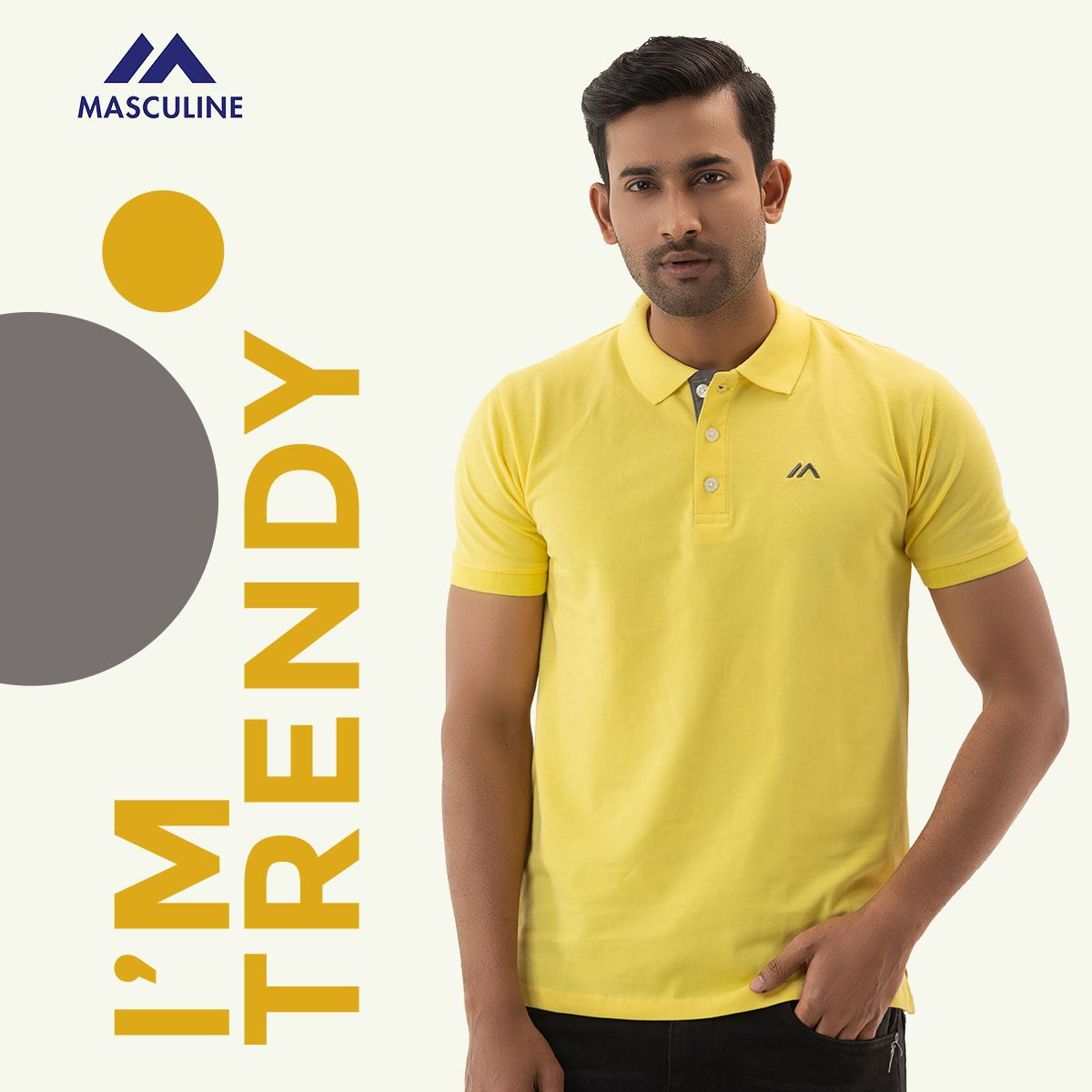 Cotton Solid Polo Shirt for Men - Light Yellow