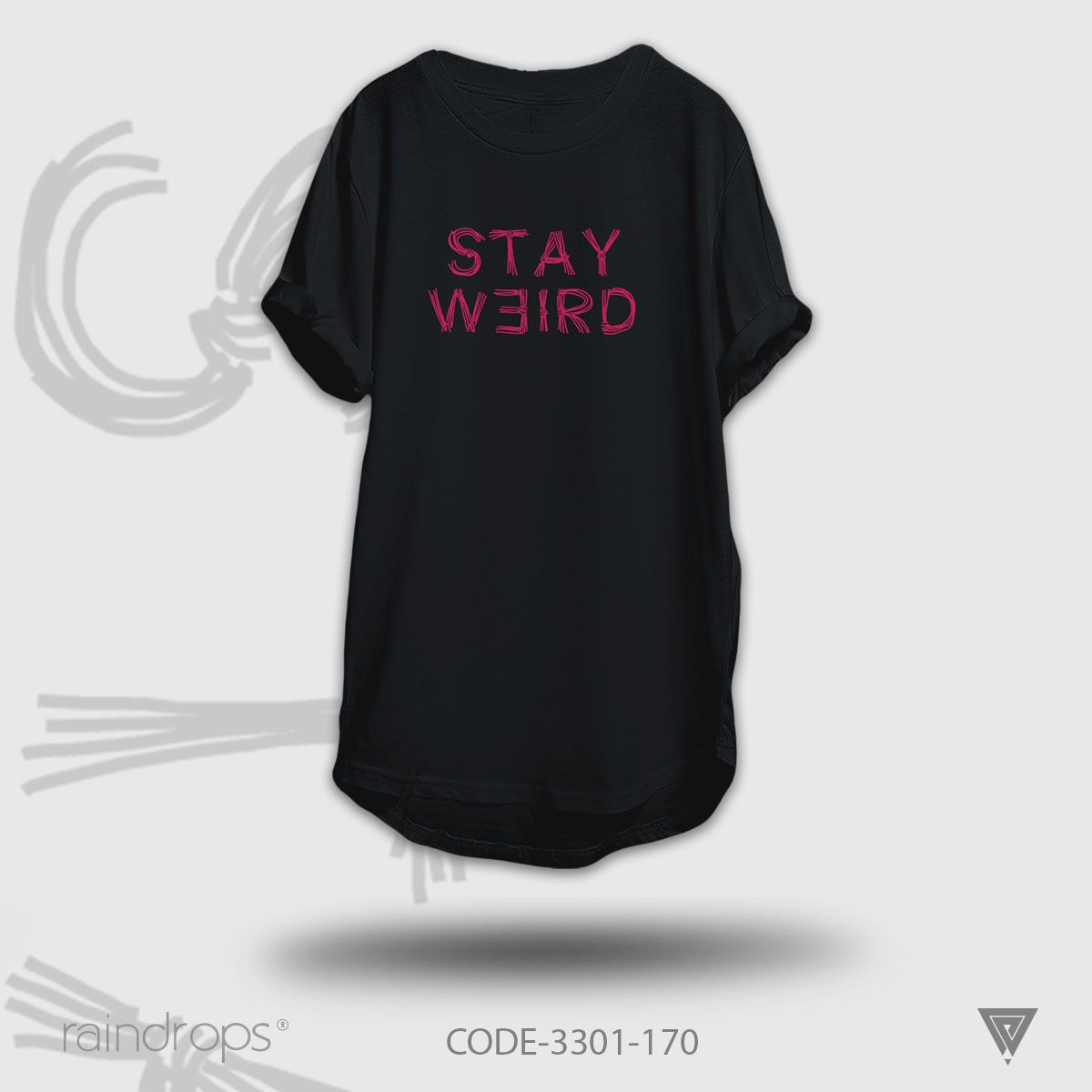 Raindrops Premium T-shirt Stay Wierd Designed Half Sleeve Black T-shirt For Woman