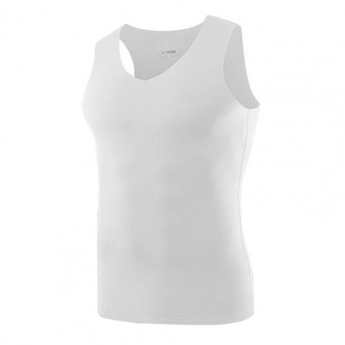 Summer tight sleeveless wide-shoulder bottoming shirt men's ice silk seamless thin velvet srts V-neck vest dedeur hommes