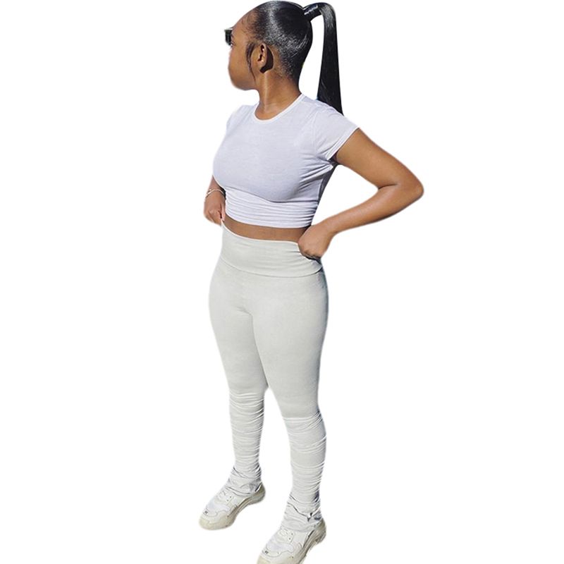 Women Fashion Ruched Stacked Pants Casual Solid Color Pants Trousers for Women Ladies