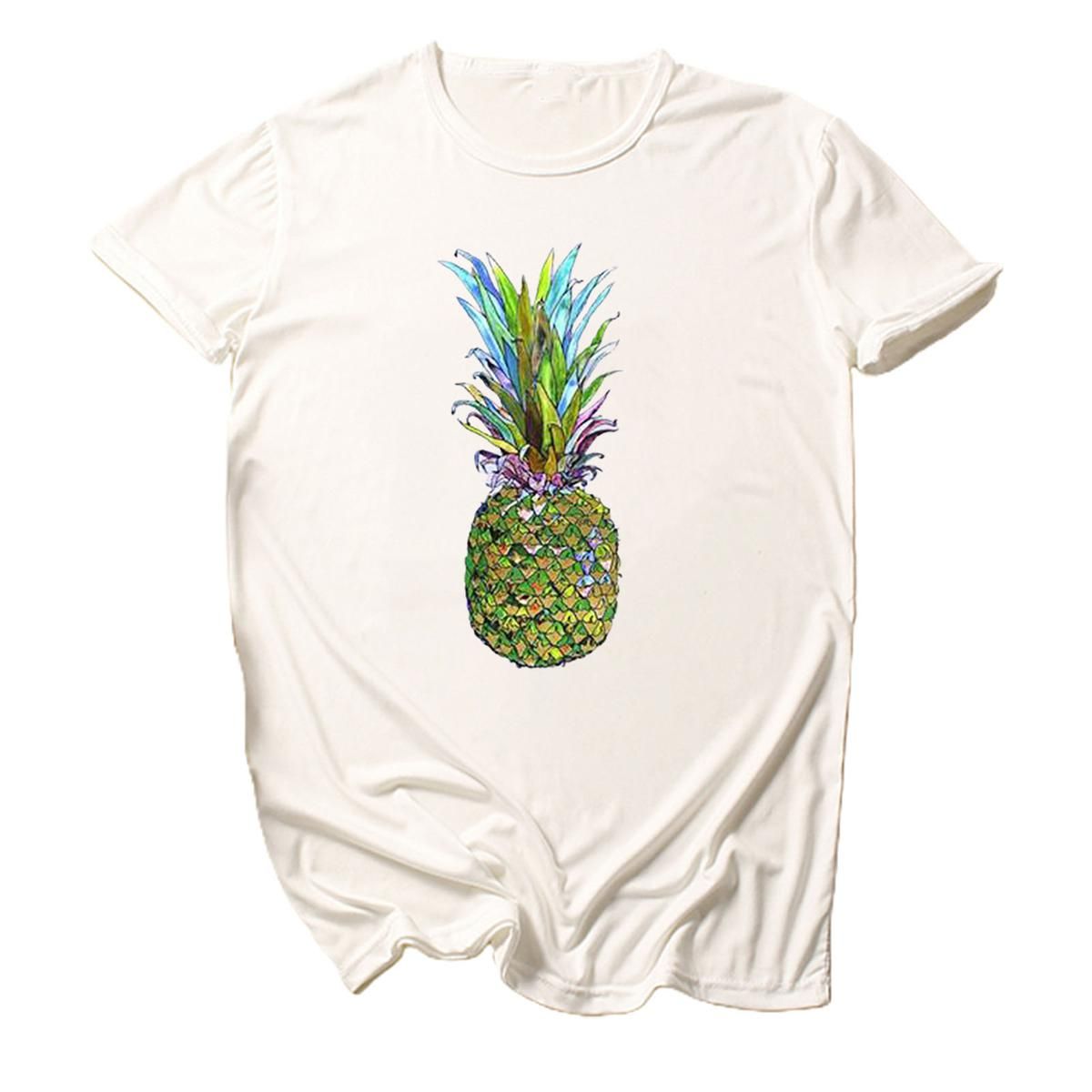 Casual T-shirt Crew Neck Women Hearts Printing Sweet T-shirt