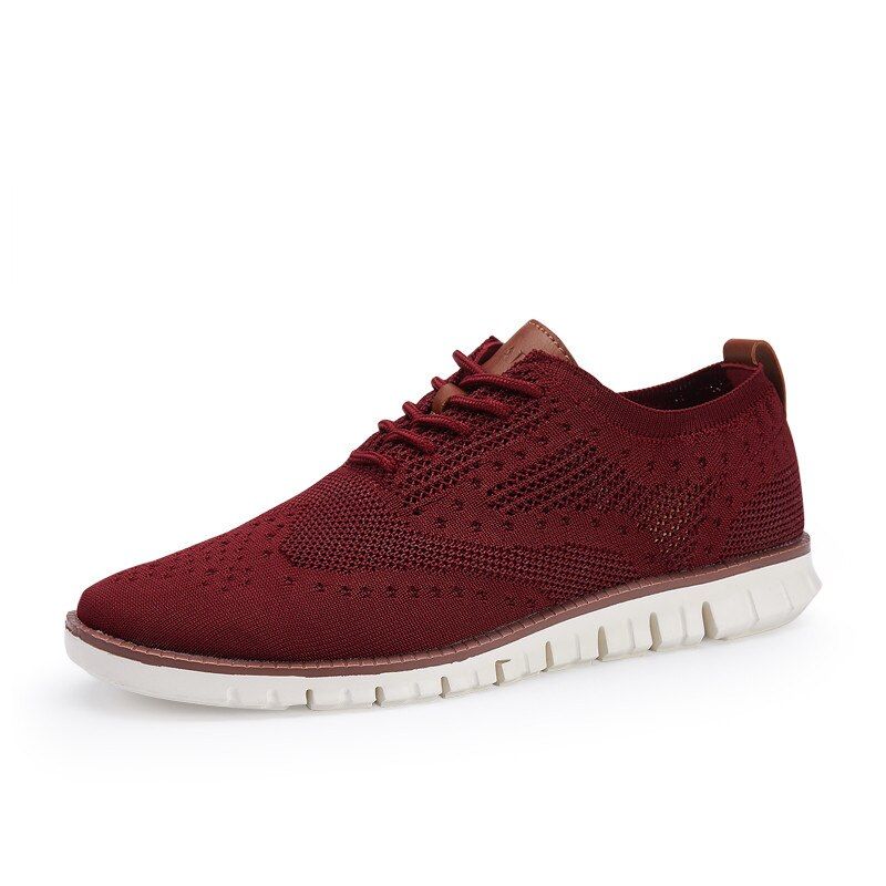 ZUNYU New summer men's Shoes Lace up lightweight British Dress Footwear Fashion hollow breathable knitted mesh Flats Shoes