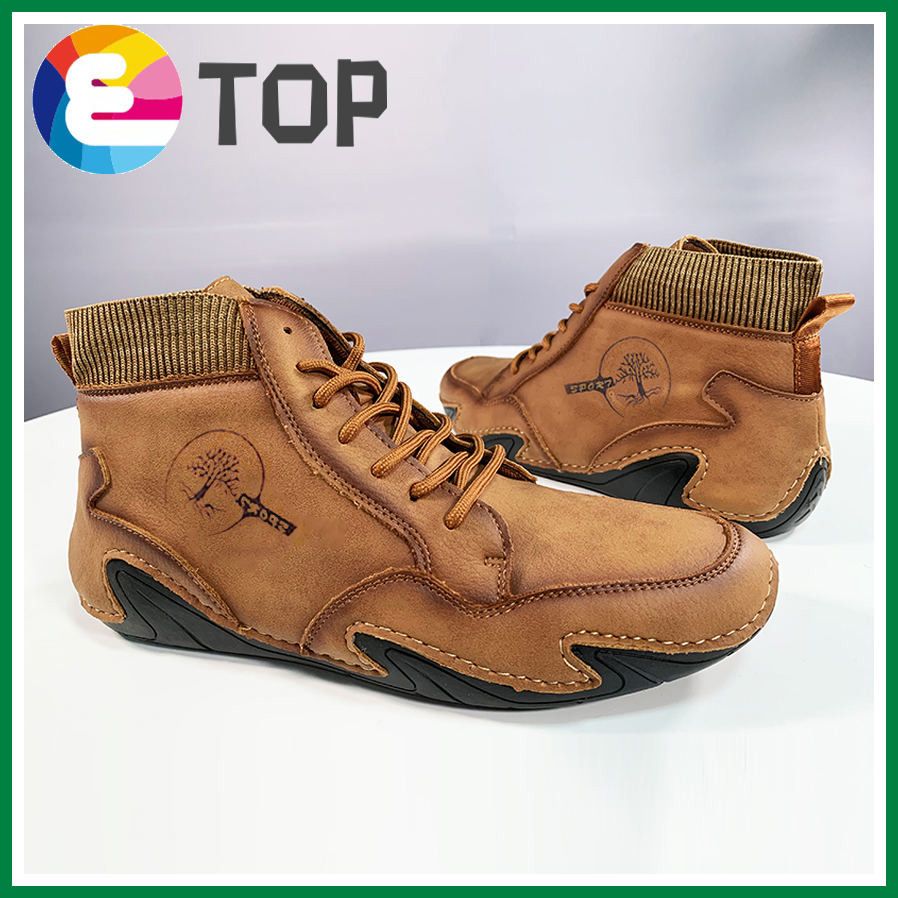 Trendy Brand New Desert Shoes, Laege Size：EU38-48 47 46 45 Thick-soled Martin Boots, Leather British Short Boots, High-top Motorcycle Boots, Cowboy Boots, Hiking War Wolf Single Boots, Mountaineering Tool Boots