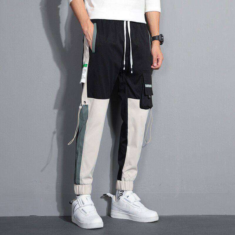 Men Spring And Summer Trend Casual Tide Brand Nine-point Pants Men All-match Trousers Multi-pocket Elastic Pants