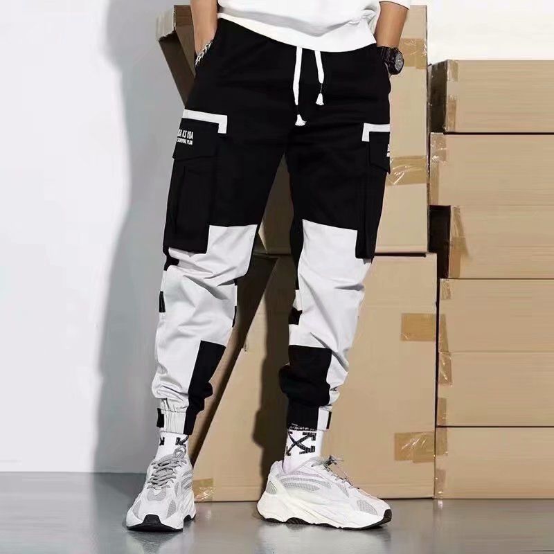 Men's Leisure pants Hip Hop Loose Wide Leg Pants Fashion Decal letter Men Long pants Jogging sports Tide pants Size S-3XL