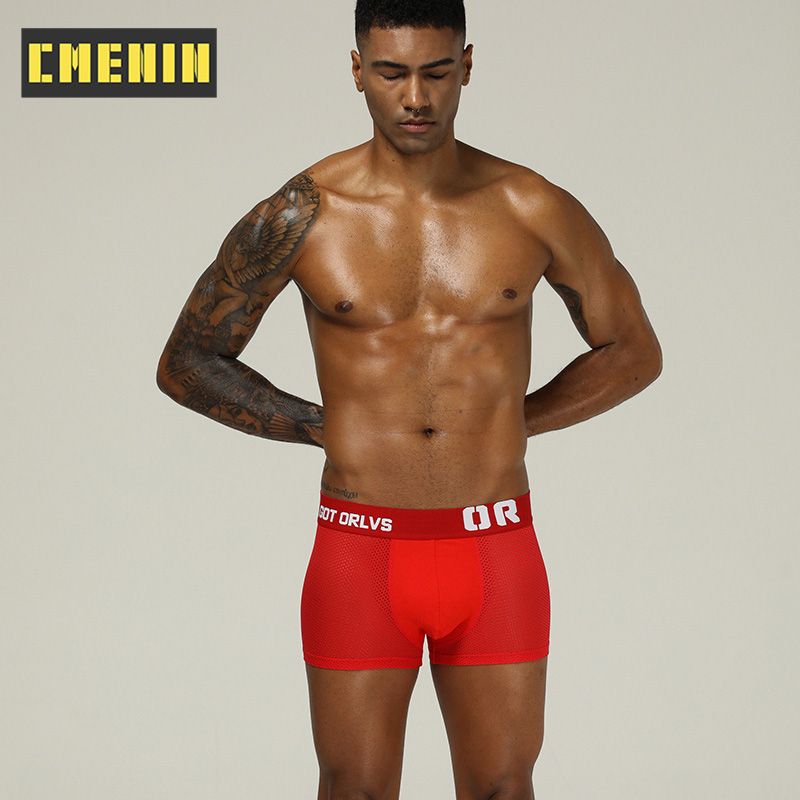 CMENIN 1pcs ORLVS (1 Pieces)  Men Underwear Boxershorts Mesh Breathable Underpants Innerwear Fashion Solid Print "OR" Panties Trunks OR207