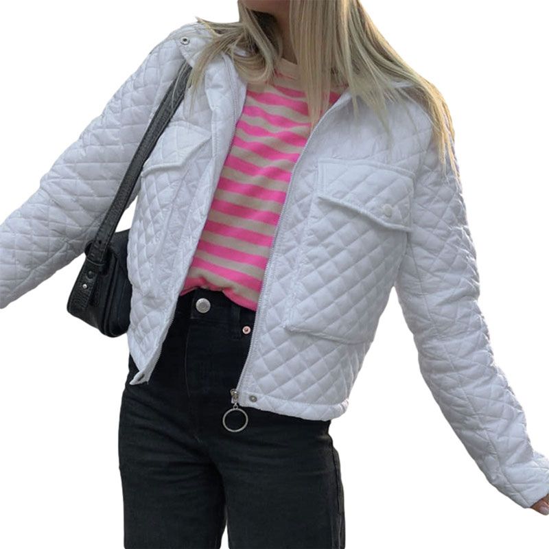 Ladies Autumn Winter Lapel Jacket, Girls Leisure Style Temperament Solid Color Long Sleeve Zipper Pocket Coat Slim Outwear