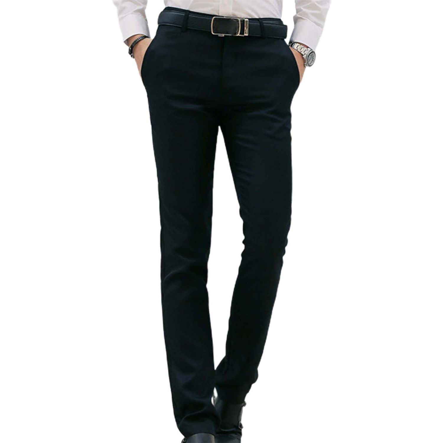 Winter Men Pants All Match Mid Waist Pure Color Winter Trousers