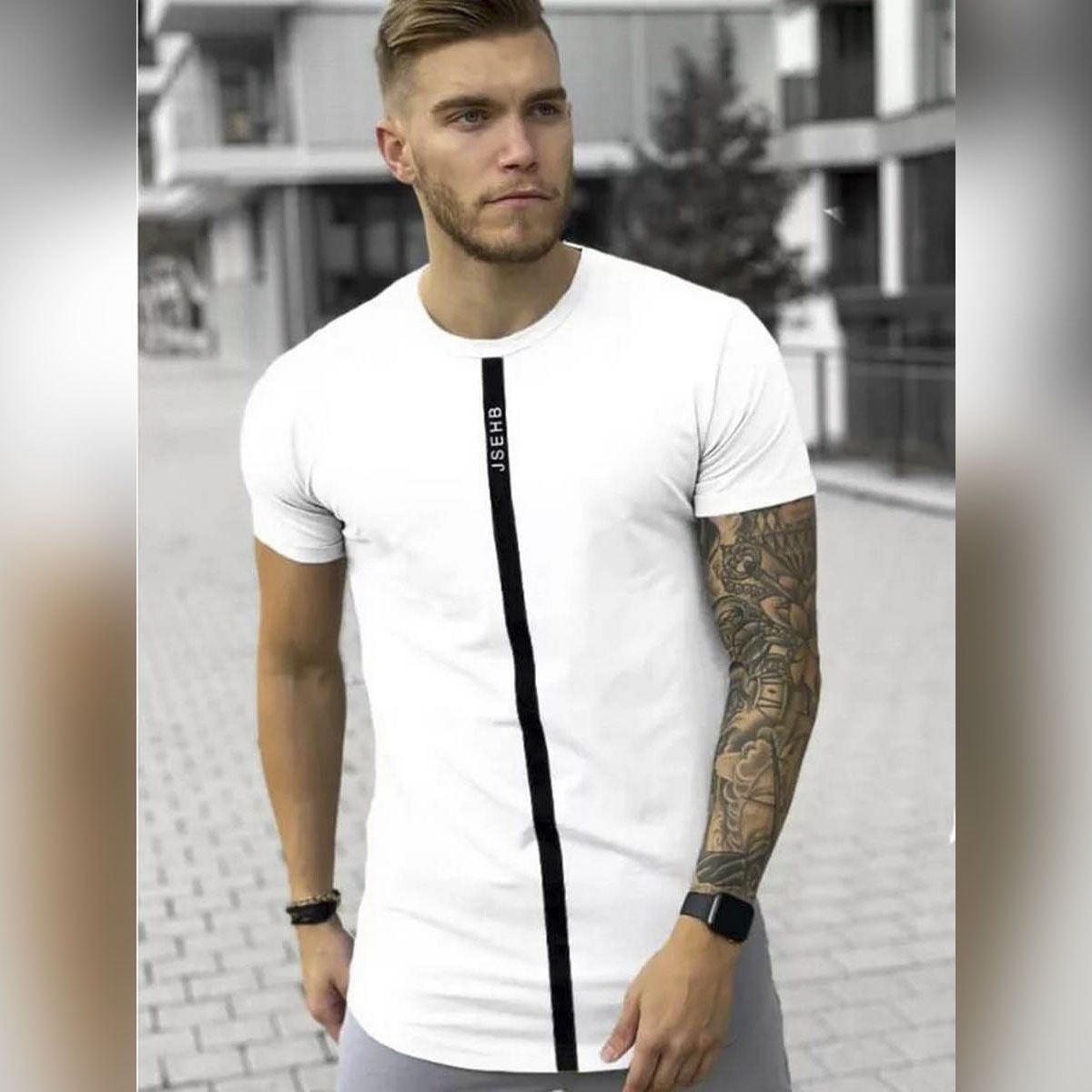 White Cotton Short Sleeve T-Shirt For Man - T Shirt
