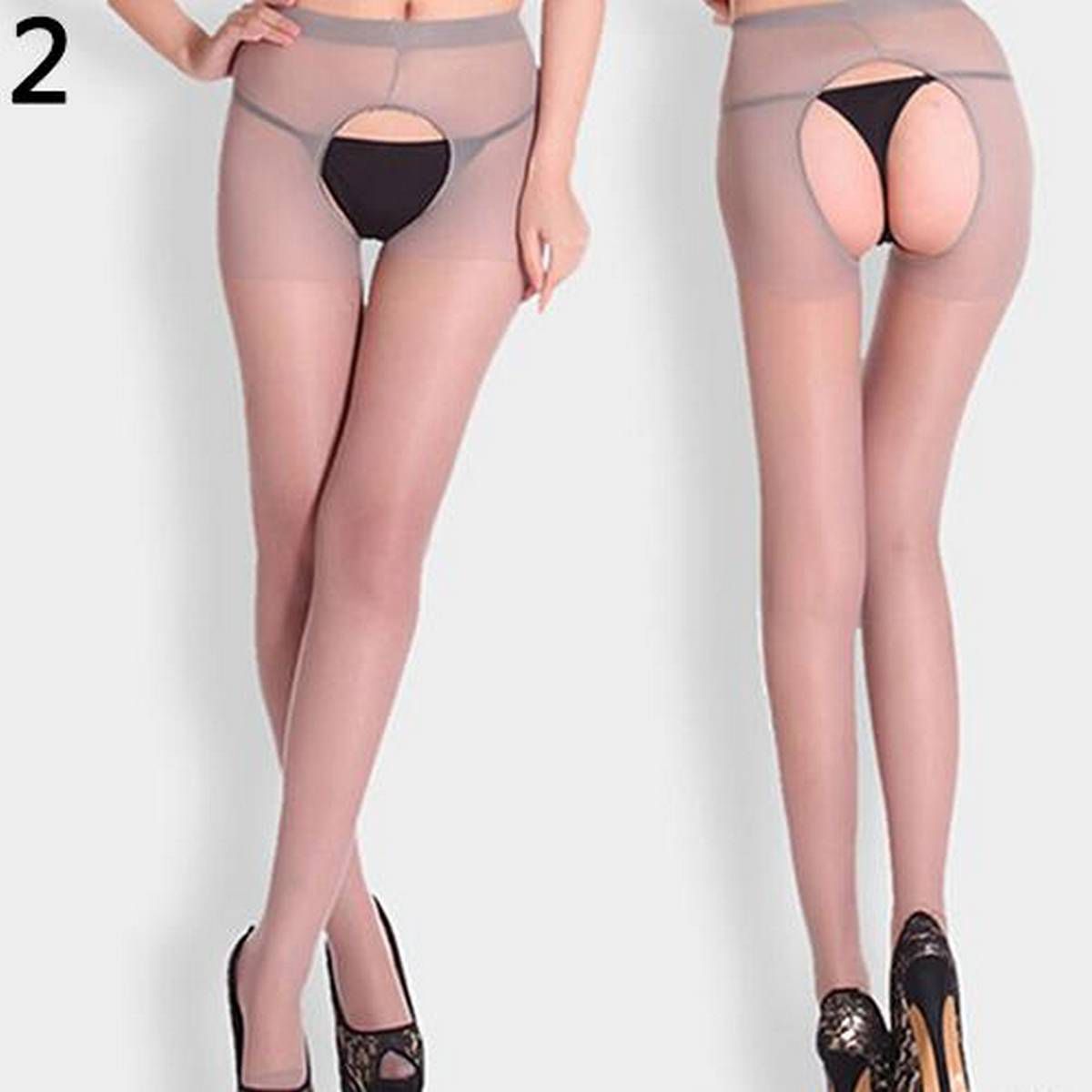 Women Fitness Open Crotch Crotchless Sheer Pantyhose Socks Stockings Tights