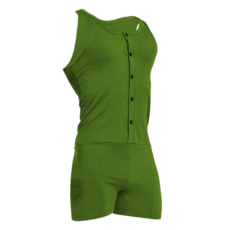 Superbody Men's Bodysuit Tight Sports Cotton Cardigan Buttons Undershirts Slimming Corset Body Shapewear Men Club Jumpsuit