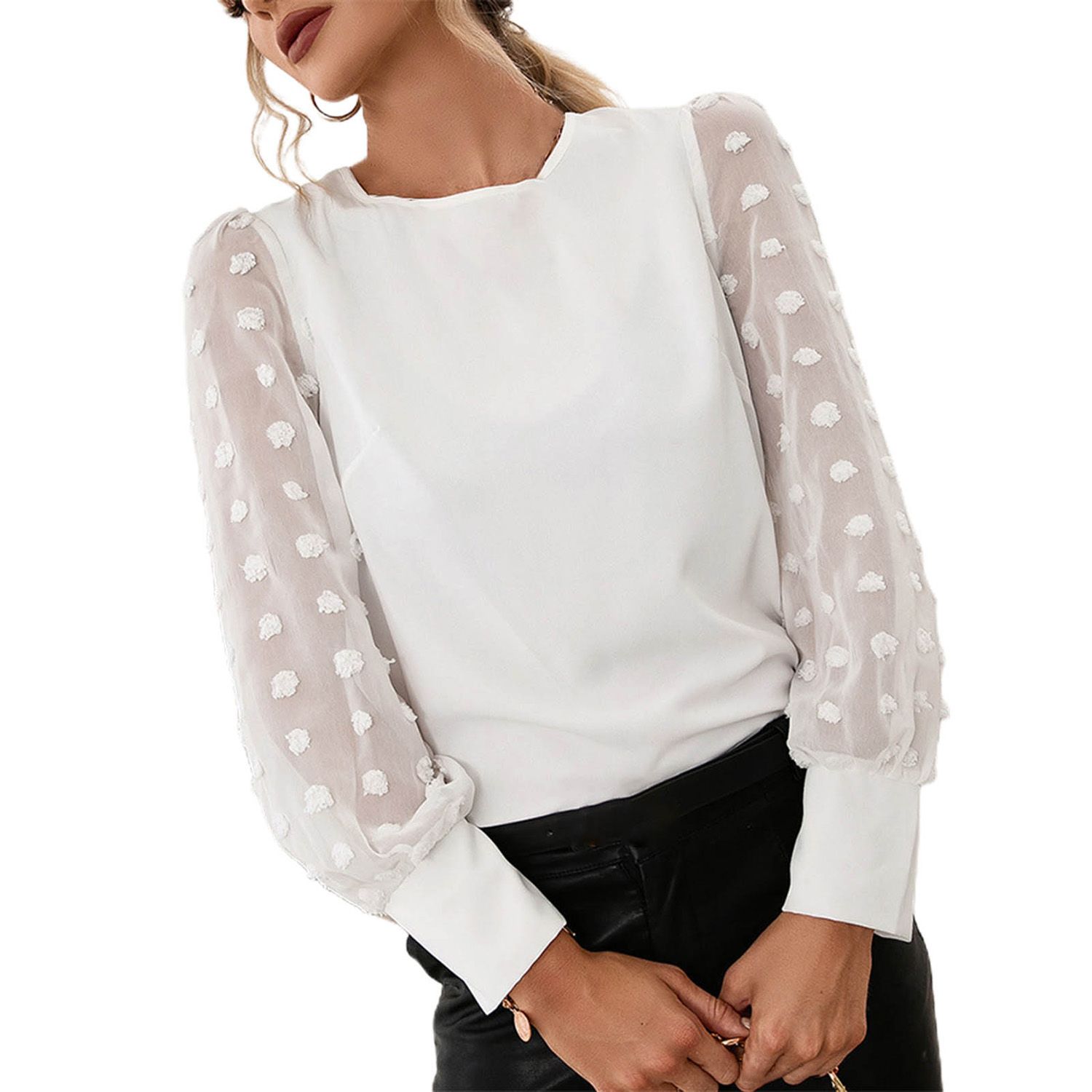 Female Top All-match Spring Women Pullover Splicing Shirt