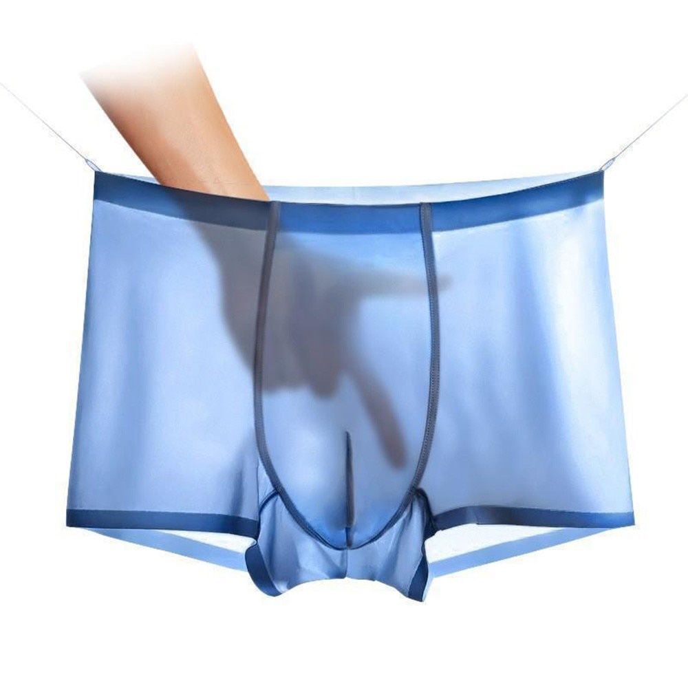 Men Sexy Seamless Pants Ultra-thin Transparent Boxershorts Male Mid-rise Mesh Slips Homme Panties Boxer Shorts