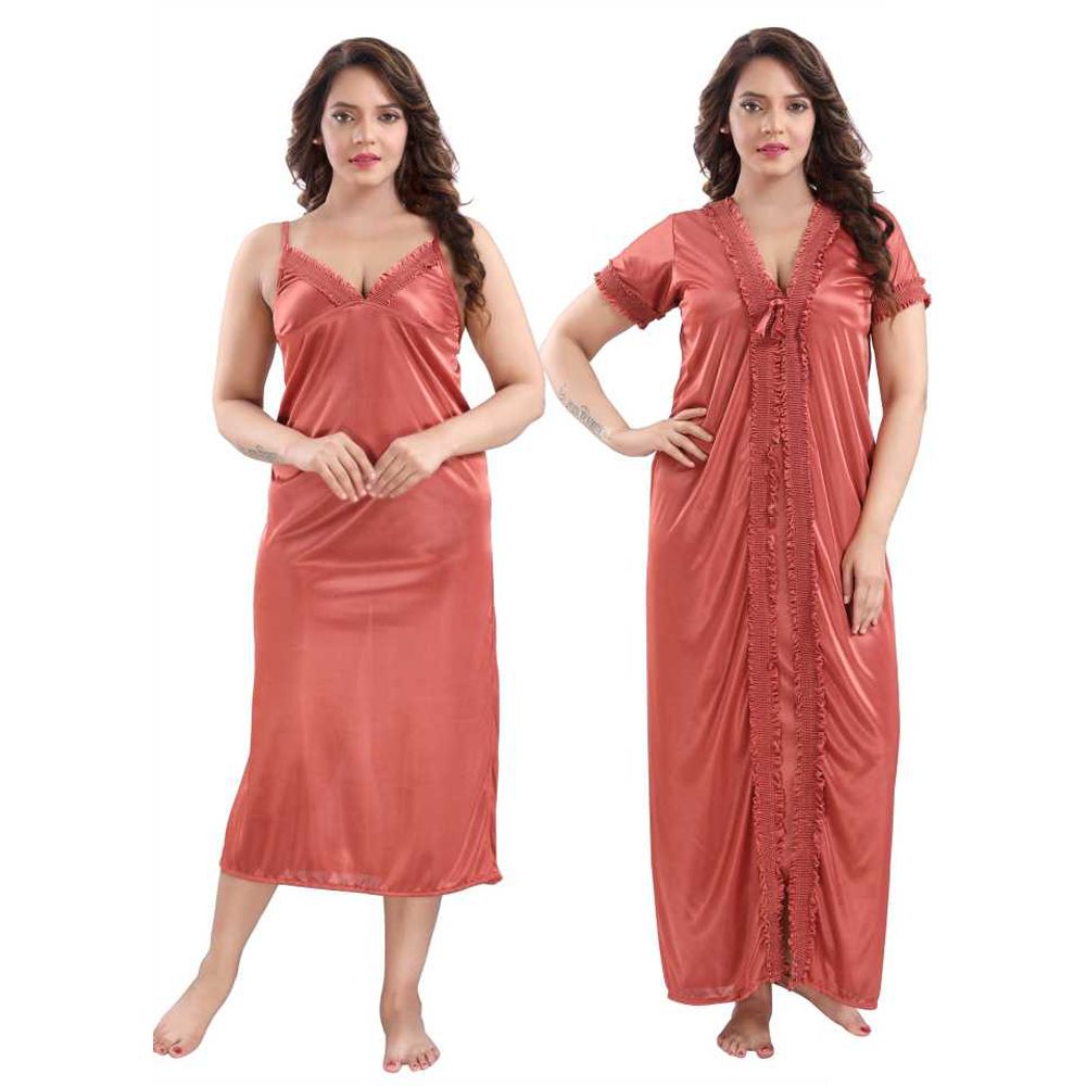 Exclusive, Stylish and Comfortable (2 Part) Long Night Dress-15