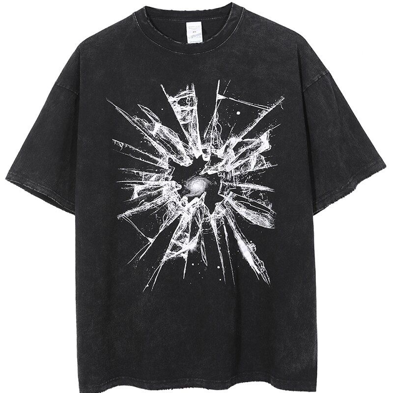 Harajuku Anime Printed T Shirt Men  Hop Washed Harajuku Oversized T Shirt for Men Streetwear Tees 100% Cotton T-shirts