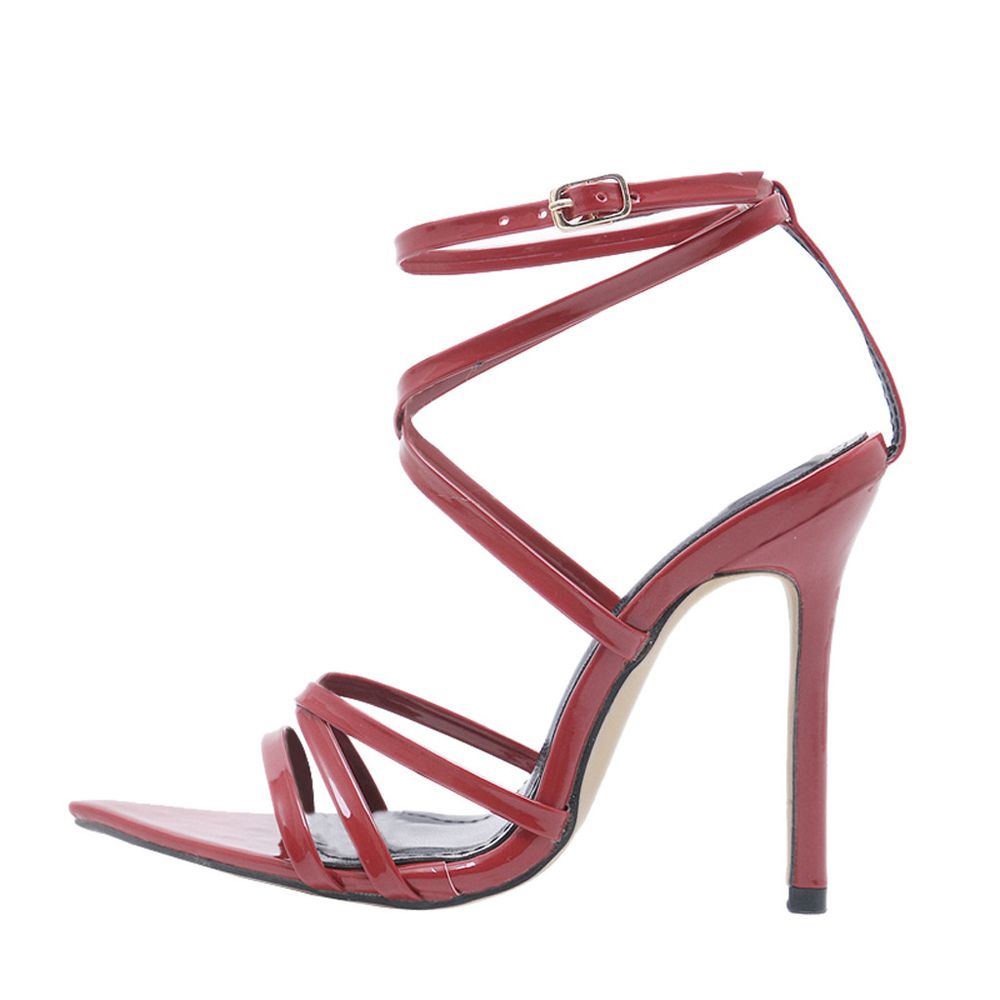 【FOOT SOFA】Women Fashion Solid Pointed Toe High Heel Thin Heels Sandals Party Wedding Shoes
