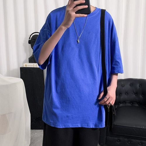 Plain Oversized T Shirt Men Bodybuilding and Fitness Loose Casual Lifestyle Wear T-shirt Male Streetwear -Hop Tops