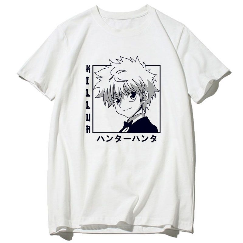 Japanese Anime T-shirt Kawaii Hunter X Hunter T Shirt Women Summer Tops Cartoon Killua Zoldyck T-shirt Crew Neck Tees Harajuku