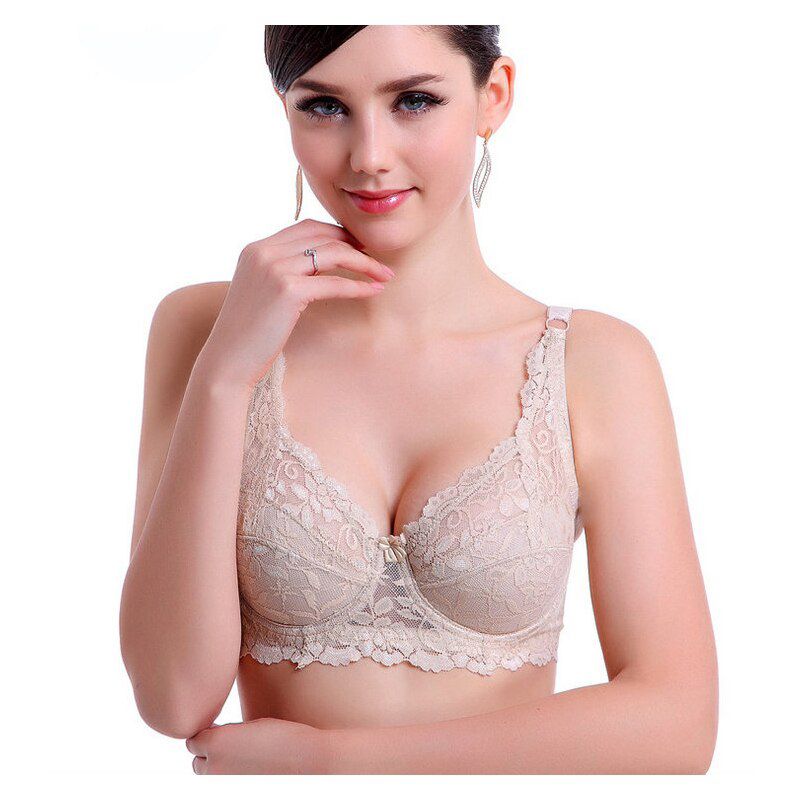 Transparent lace full cup B C D bra thisn cotton bras big size large plus size 34 36 38 40 42 44 46 push up brassiere C3306