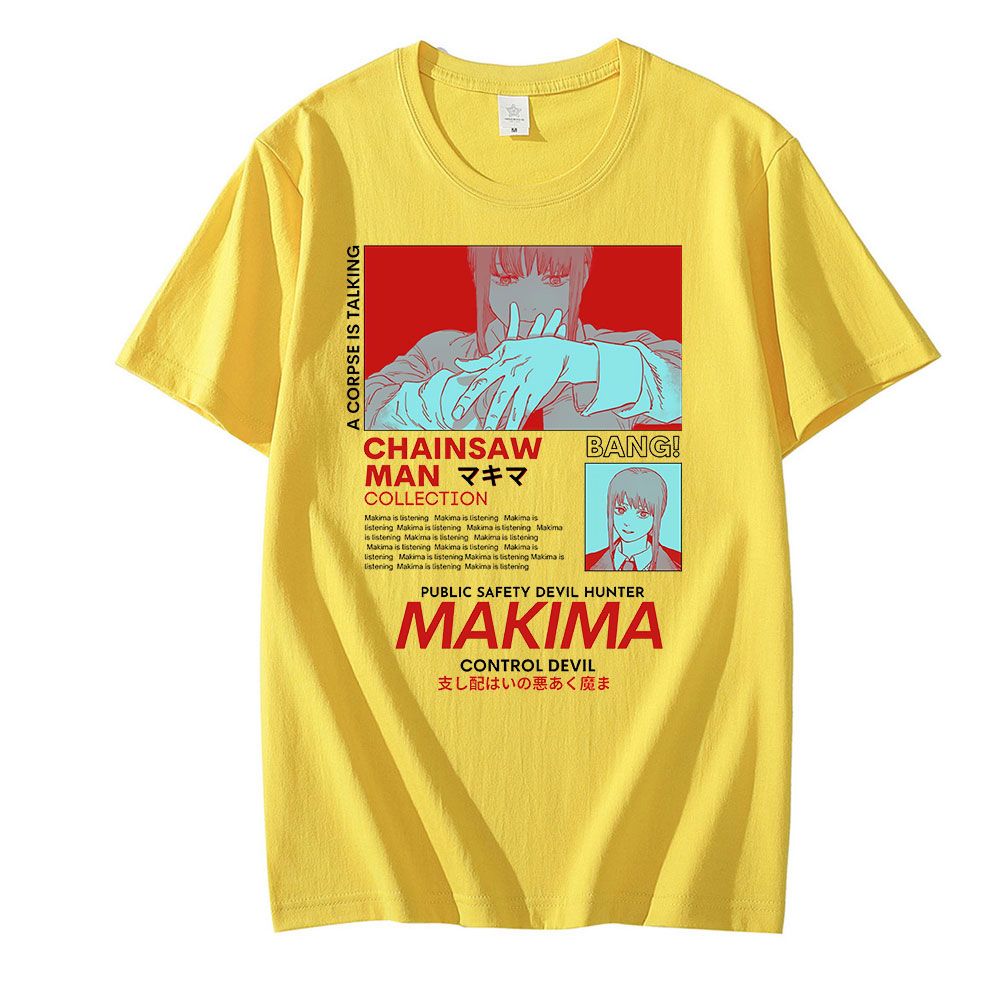 Chainsaw Man MAKIMA Japanese Anime T Shirt Men Manga Graphic Tees Tops  Funny Cartoon T-shirt Uni Hop T-shirts Male