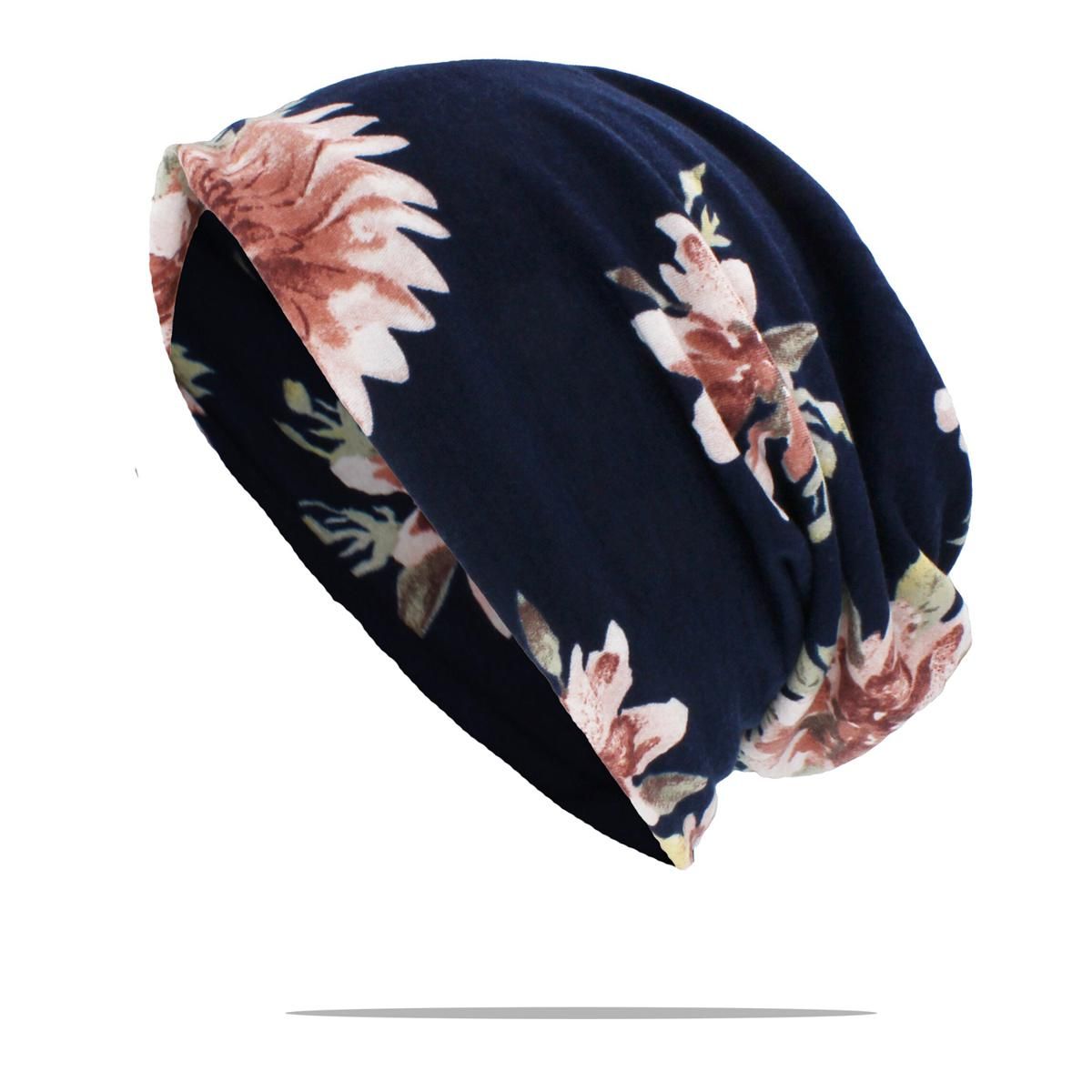 LOVINGSHA Winter Autumn Women Hat Floral Teenager Men Multifunction Thin Scarf Skullies Girl Cap HT165