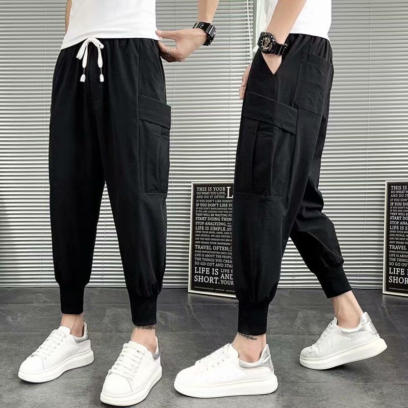 Black Cargo Pants Joggers Men Harajuku Swag Streetwear Military Techwear Mens Clothing Japanese Style Pencil Casual Trousers