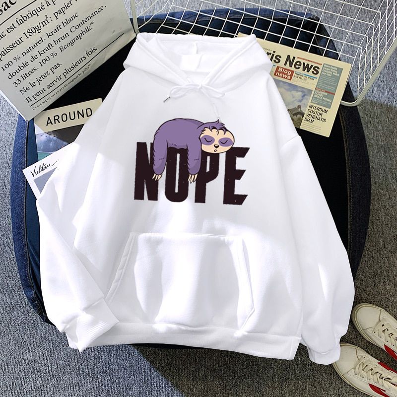 Sleeping Sloth Personality Print Hoodies Men Fashion Casual Sweatshirts Cartoon Autumn Winter Warm Clothing Fleece  Hop Hoody