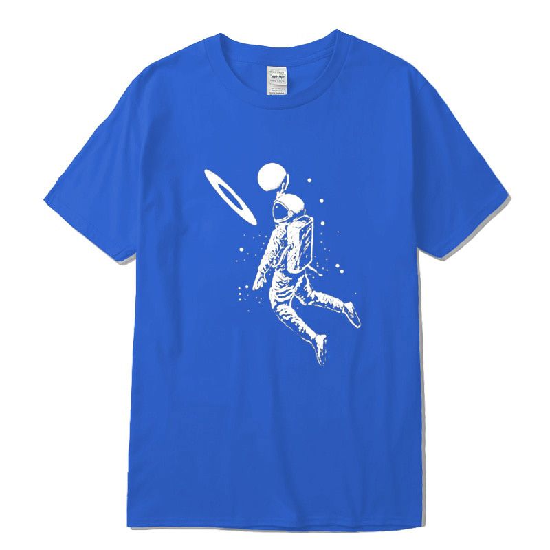 Men t shirt 100% cotton short slleve Funny moon astronaut print men T shirt casual loose men tshirt o-neck male t-shirt tee