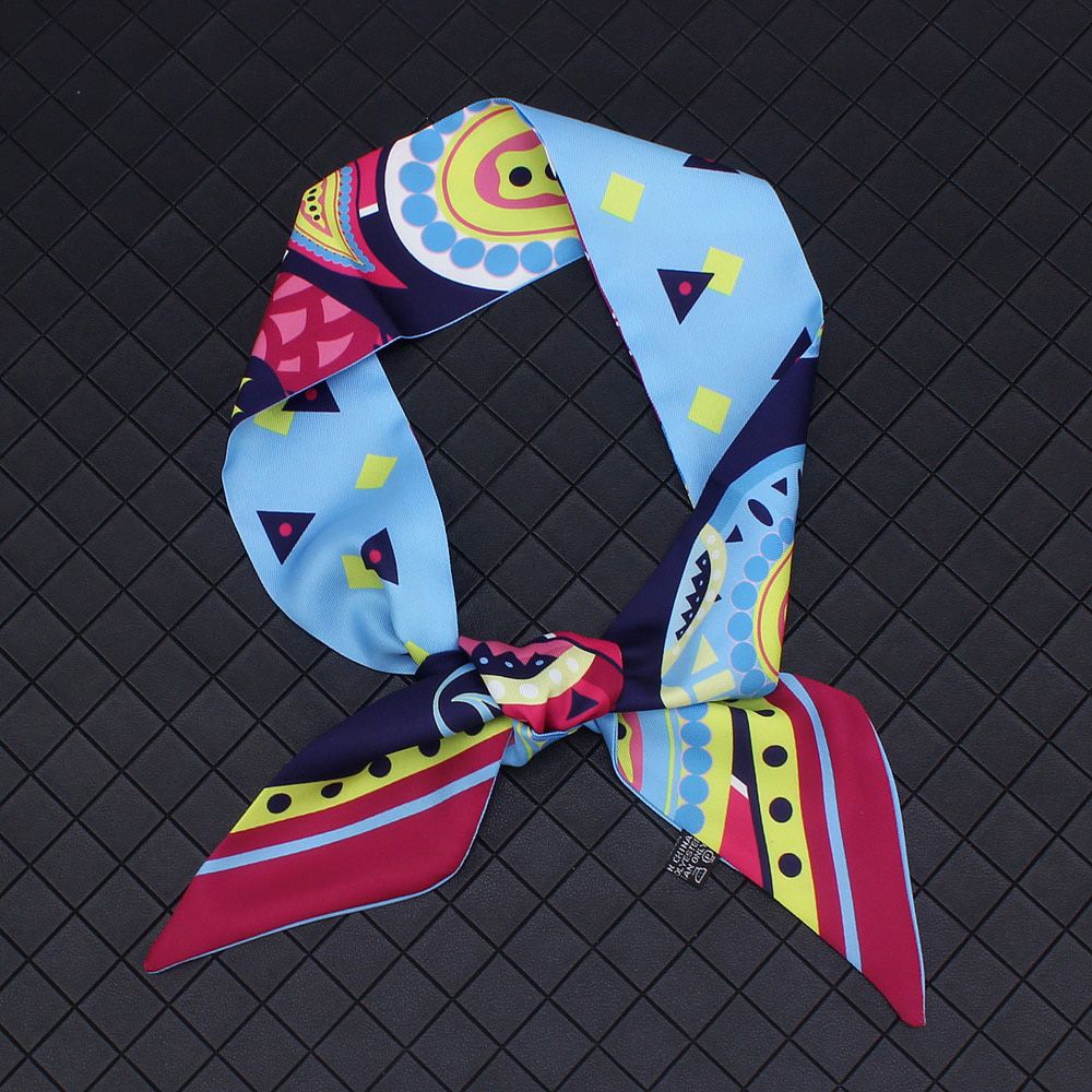 Ink Painting Print Big Luxury Woman Twilly Silk Scarf Brand 100cm*6cm Long Small Head Scarf Bag Ribbons Kerchief Ladies Tie
