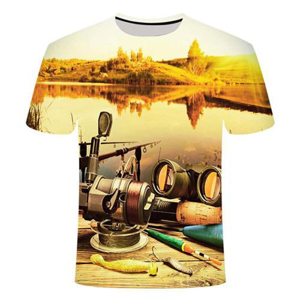 Summer Fish Outdoor 3D Print Men T Shirt Cool Fishing O-Neck Short Sleeve Casual Oversized Male T-Shirts Men Clothing Tops Tee
