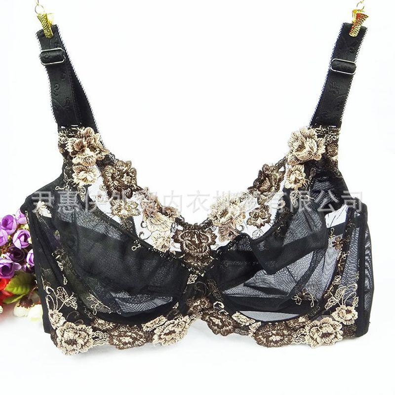 Arrival Summer Style Thin Big Size Plus Size 48FGH 110FGH lace Embroidery underwear women  bra gather adjustable bras