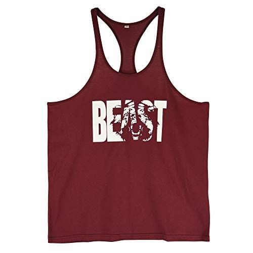 Men's Gym Workout Bodybuilding Printed Muscle Stringer Extreme Y Back Fitness TaTops