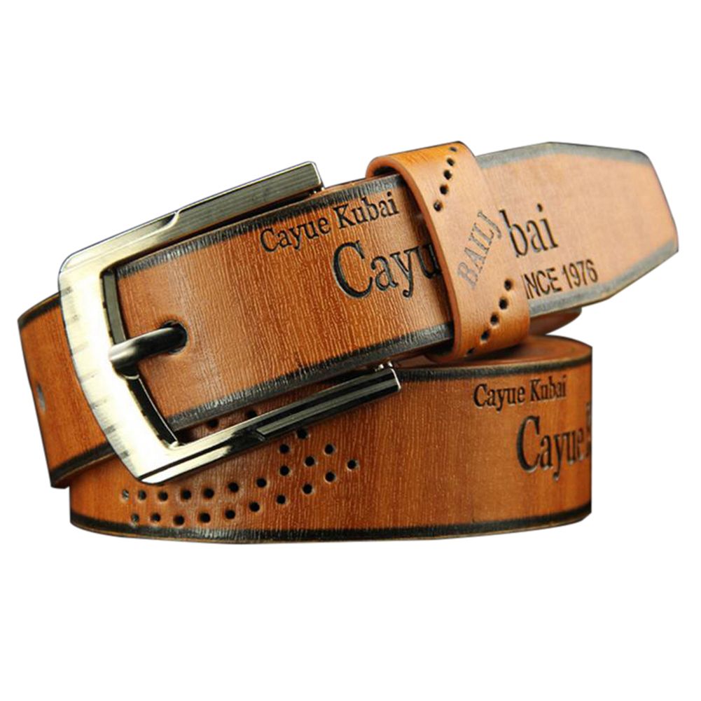 Men\'s Fashion Casual Faux Leather Hollow Waistband Waist Belt Business Gift