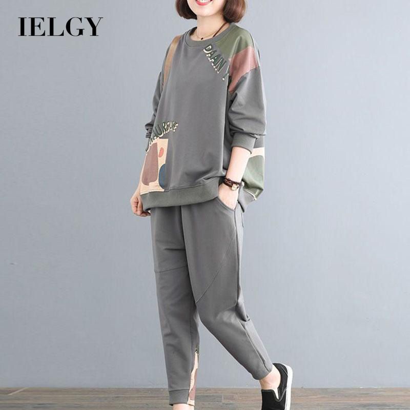 IELGY Women's clothes all-match stylish suits sweater simple Korean loose plus size sports