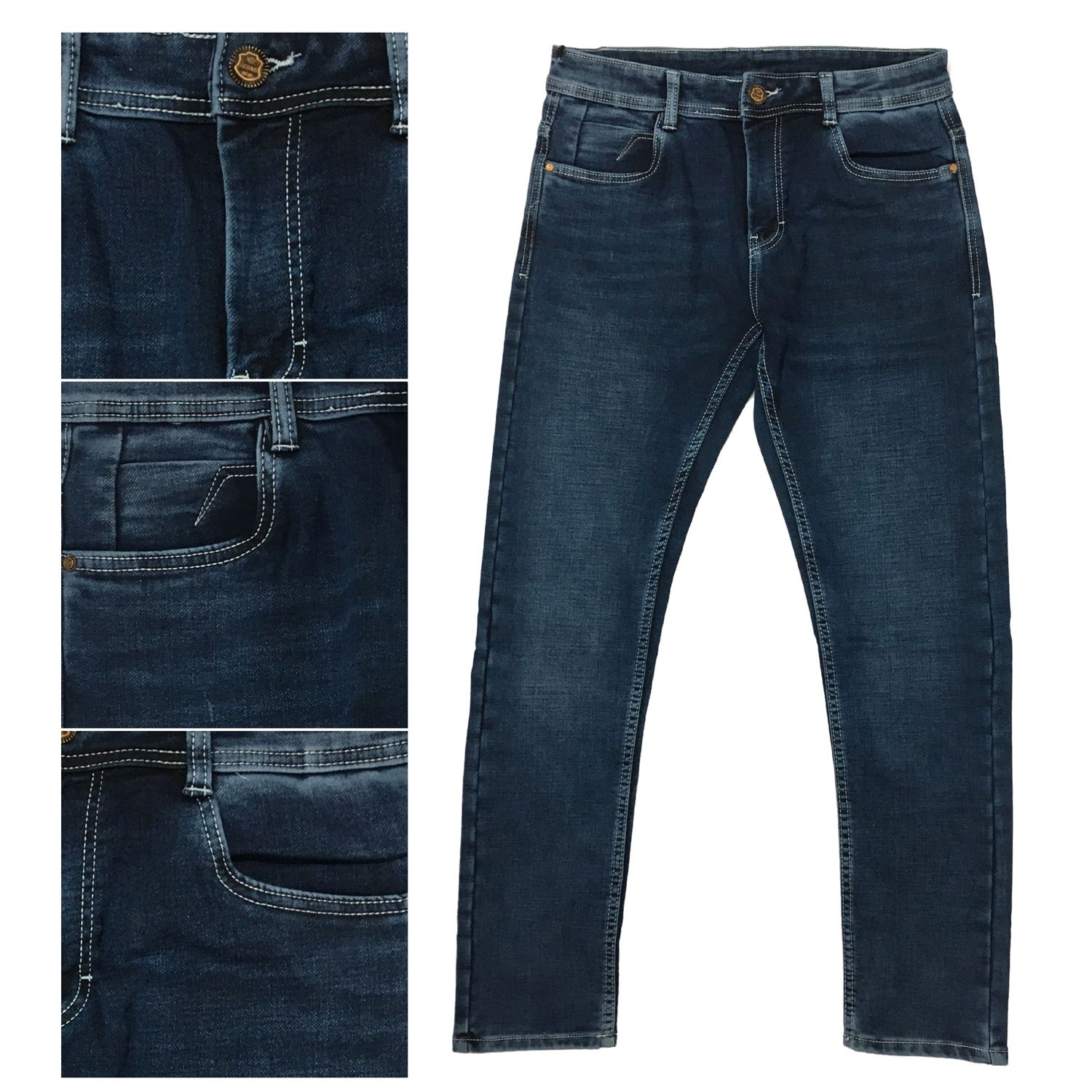 Men’s Ripped Skinny Jeans Destroyed Taped Slim Fit Stretchable Denim Jeans