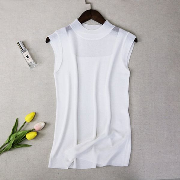 Women top women white and black shirt street style Tank Tops Knitted Solid Wild ice silk knitting women clothing 2922
