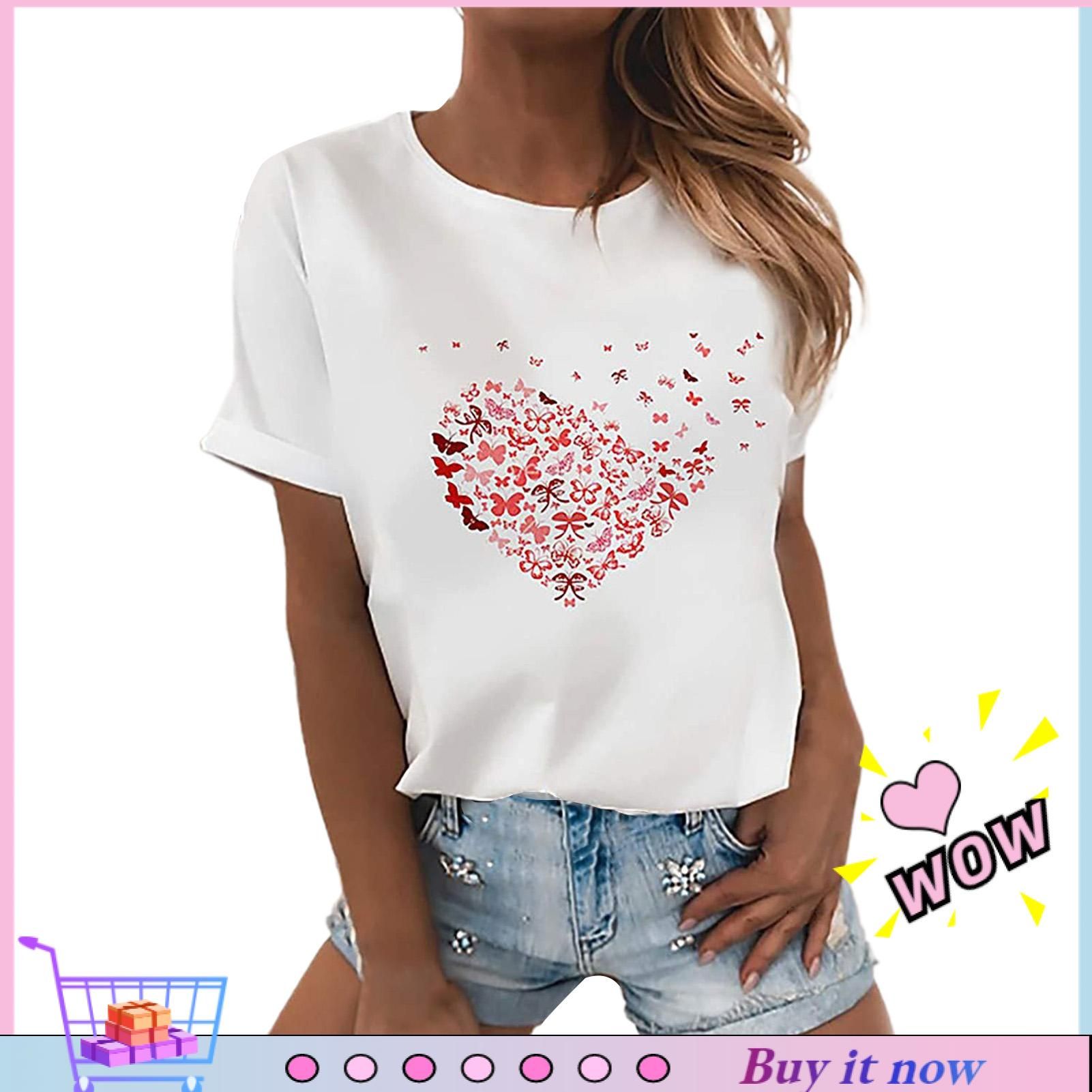 T-shirts Top Thin Butterfly Print Casual Top