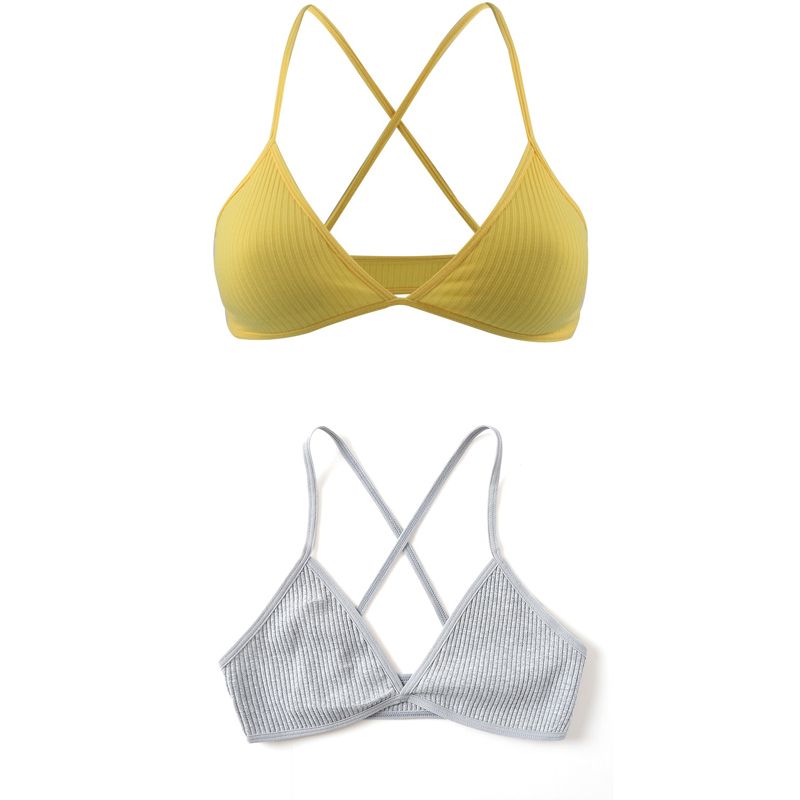 2 PCS comfort cotton bra for women deep V bralette thin french style underwear triangle cup wireless lingerie Push Up bras