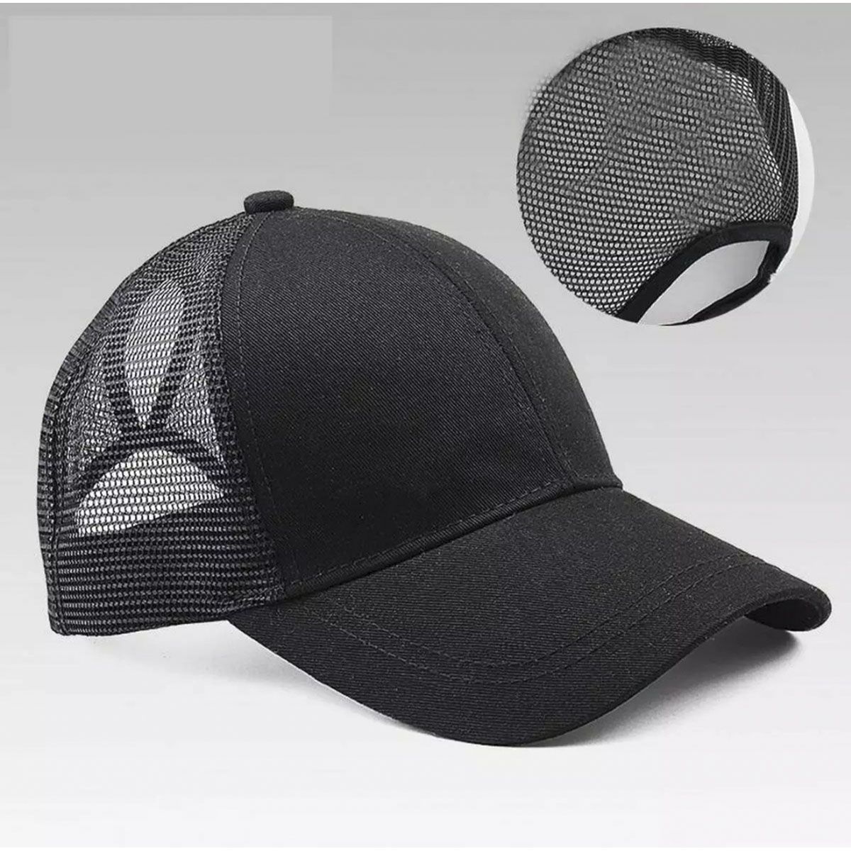 Black Half Net Fashionable Cap