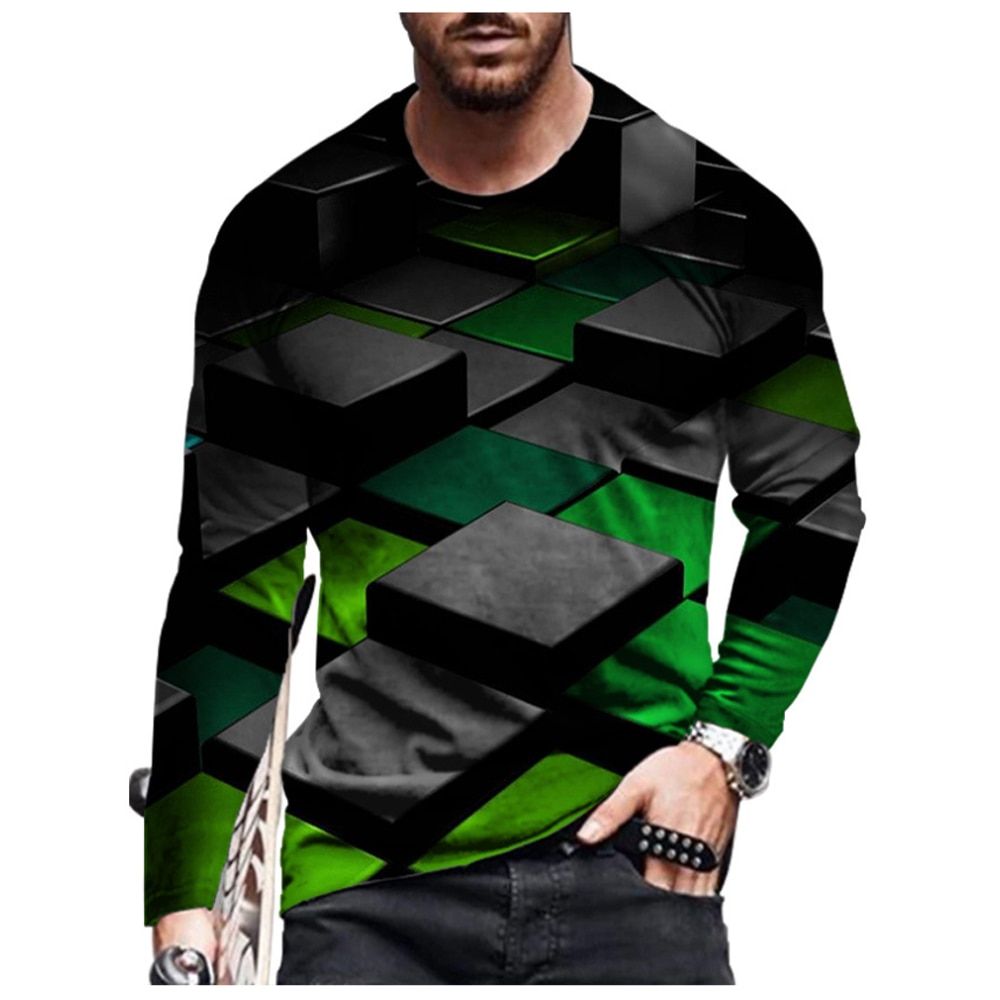 summer -hop men's 3D T-shirt cartoon printing three-dimensional pattern long-sleeved casual fashion sports