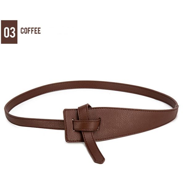 Women Belt Fashion Waist Belt Pu Leather Soft Knotted Strap Belt Long Dress Accessories Lady Leisure Waistbands