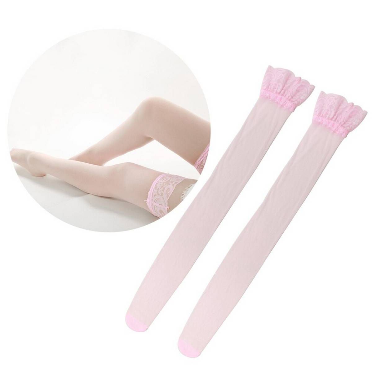 1 Pair Summer Lady Fashion Sexy Women Stylist Ladies Lace Top Tights Stay Up Thigh High Stockings Nightclubs Shiny Pantyhose