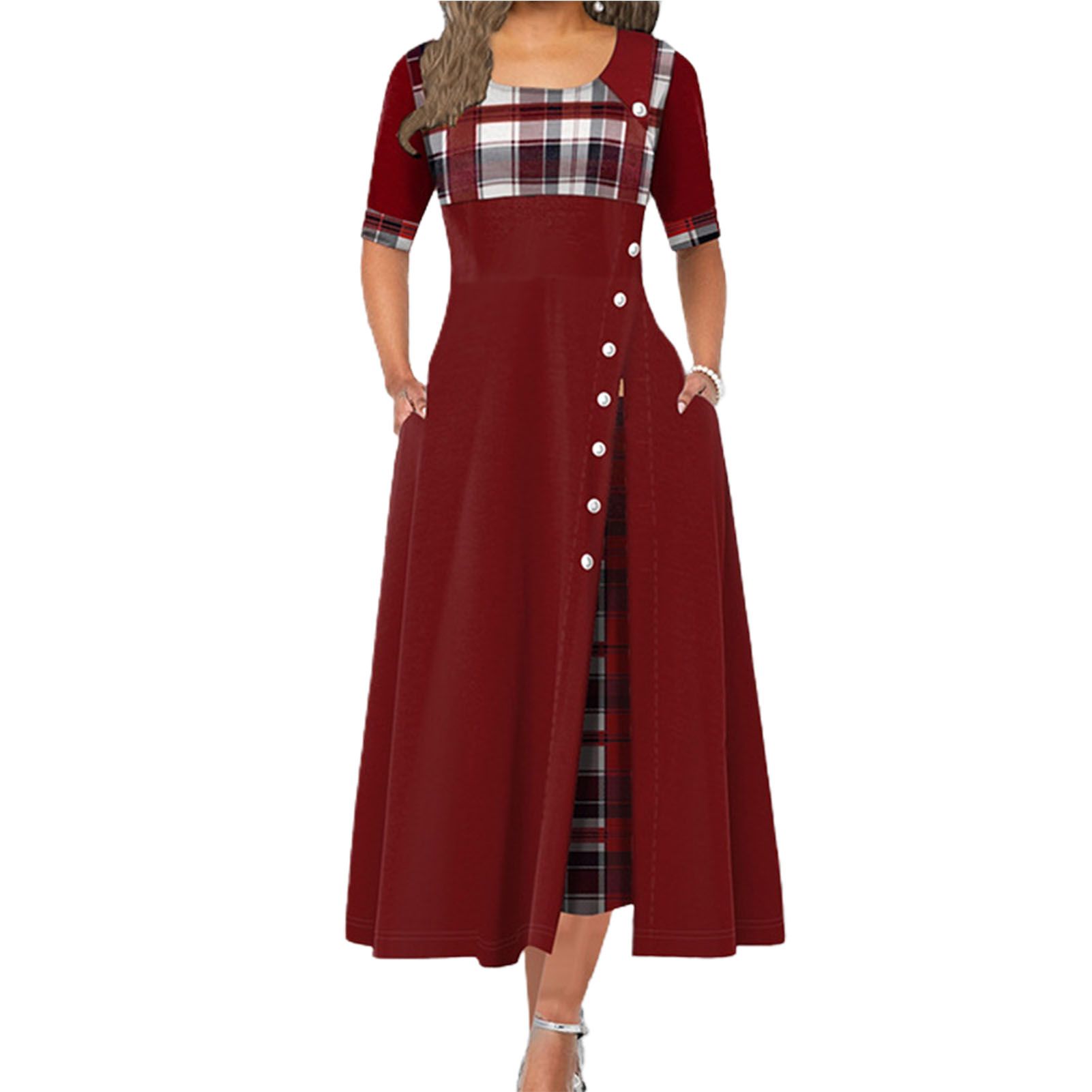 Party Dress Short Sleeve Mhine Washable Long Dress