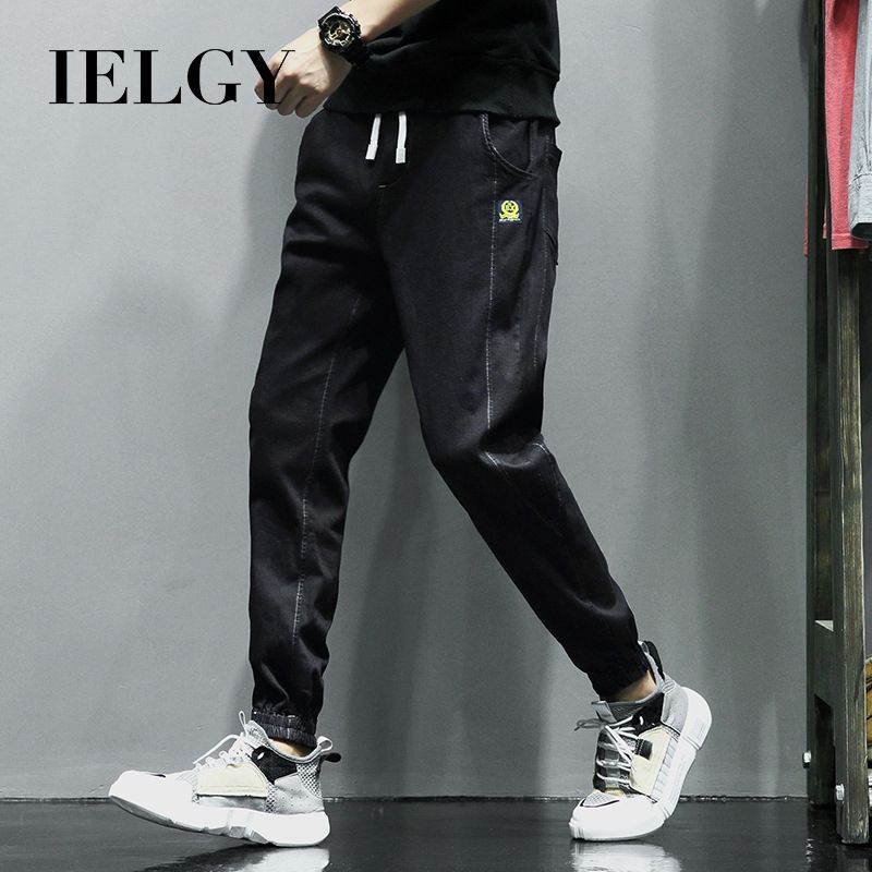 IELGY thin cropped jeans men's loose men's casual long pants