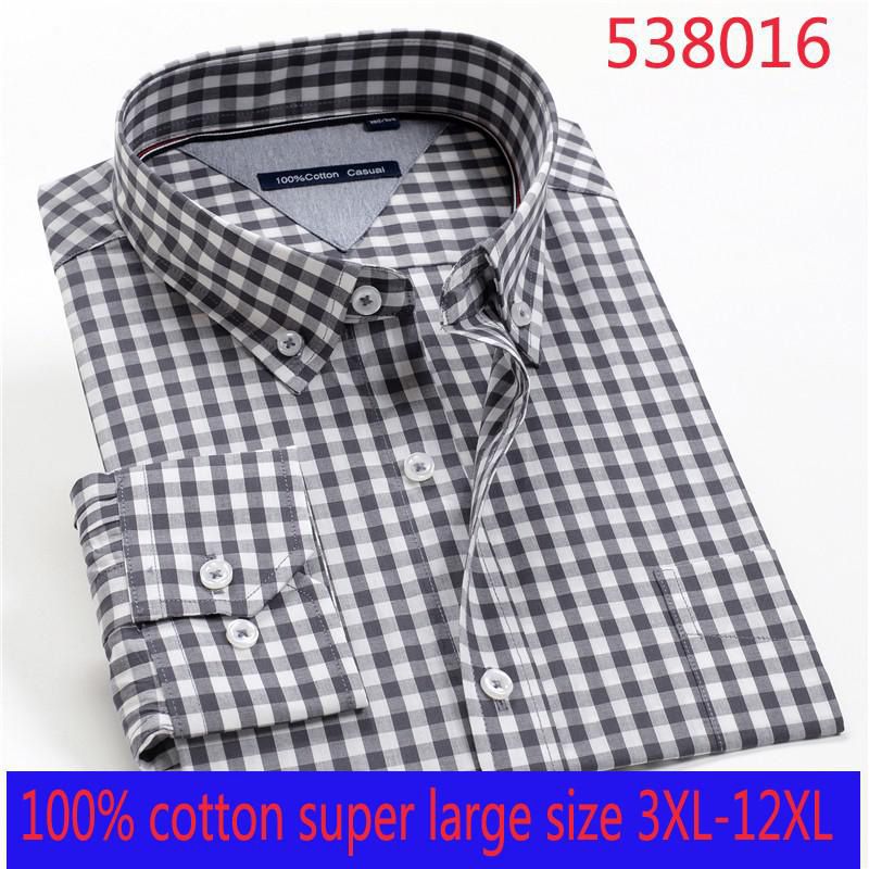 Spring autumn men formal Extra Large 100% Cotton long sleeve Shirts high quality plus size 3XL-7XL 8XL 9XL 10XL 12XL